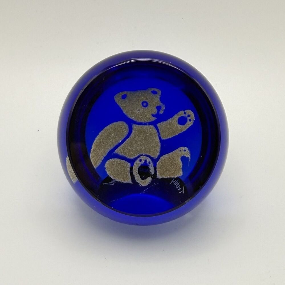 Vintage Caithness Scotland Art Glass "Teddy" Paperweight - Signed & Numbered